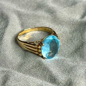 💎 Antique Danish 10k & Aquamarine Ring  💎